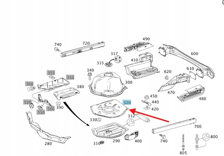 Osłona podłogi tylnej mercedes W212 A2126930217