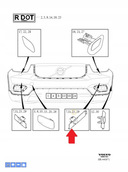 UCHWYT CZUJNIKA PARKOWANIA PDC PRZÓD VOLVO XC40 EX40 2018- OE 31449354