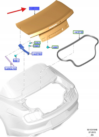 KLAPA BAGAŻNIKA FORD MUSTANG 2015- CABRIOLET OE 2279215 _ FR3B-7640110-BL