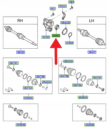 ŁOŻYSKO PODPORY PÓŁOSI 2.5L DURATEC FOCUS MONDEO OE 1524072 _ 8G9N-3C083-AA