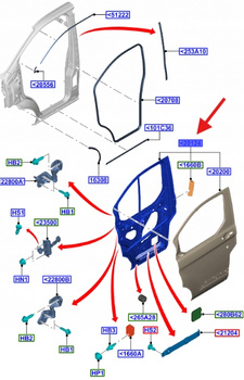 DRZWI PRZEDNIE LEWA STRONA FORD TRANSIT MK6 2012- 2488102 _ PJK21-V20125-BB