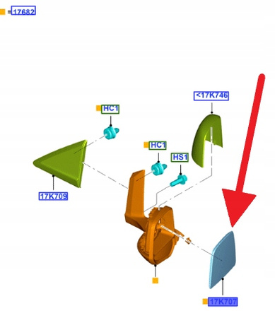 WKŁAD LUSTERKA ZEWNĘTRZNEGO PRAWY FORD OE CONNCECT 2013- DT11-17K740-BA