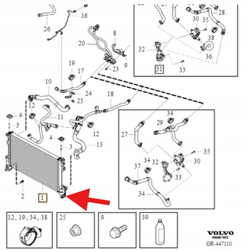 CHŁODNICA WODY 2.0 B4 D4 VOLVO S90 V90 2017- XC60 S60 V60 2019- OE 32224829