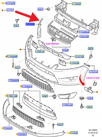 UCHWYT ZDERZAKA LEWY PRZÓD FORD MONDEO 2007- OE 1486147 _ 7S71-17E857-AF