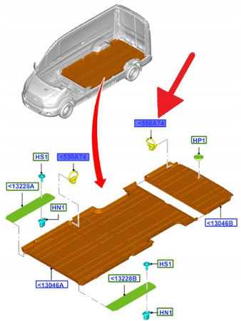 UCHWYT MOCOWANIA ŁADUNKU FORD TRANSIT 2014- OE 1878651 _ BK31-V550A74-BA