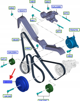 KOŁO PASOWE WAŁU KORBOWEGO FORD OE TRANSIT 06- 14- 1748942 _ BK3Q-6B319-CB