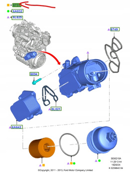 FILTR OLEJU FORD FIESTA Mk7 1.5 DIESEL 2012-2017 _ 1359941 _ 2S6Q-6714-AB