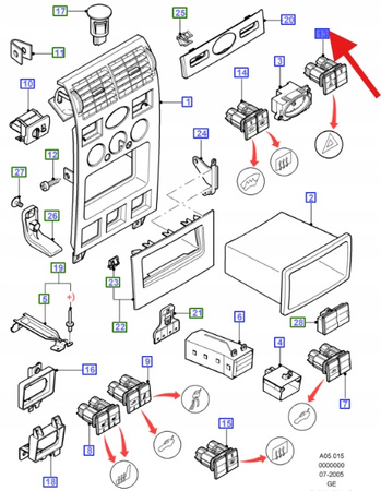 PRZEŁĄCZNIK ŚWIATEŁ AWARYJNYCH MONDEO 2000- 02 OE 1124829 _ 1S7T-13A350-BD