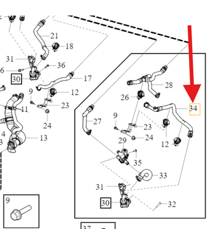 PRZEWÓD WODNY UKŁAD CHŁODZENIA D4204 VOLVO V60 S90 V90 XC60 XC90 31657656