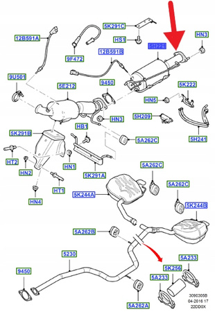 FILTR CZĄSTEK STAŁYCH 2.2L TDCi FORD SMAX MONDEO 1689258 _ RM6G91-5H250-AA