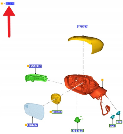 LUSTERKO ZEWNĘTRZNE PRAWE FORD MONDEO 2019- OE 2476033 _ DS73-17E714-NFXWAA