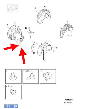 CHLAPACZ BŁOTNIKA PRZÓD PRAWY VOLVO XC60 2022- XC90 V90 OEM/OE 32369175
