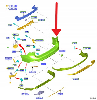ZDERZAK TYŁ FORD FOCUS KOMBI 2018- OE 2516302 _ JX7B-17H773-JBPRAA
