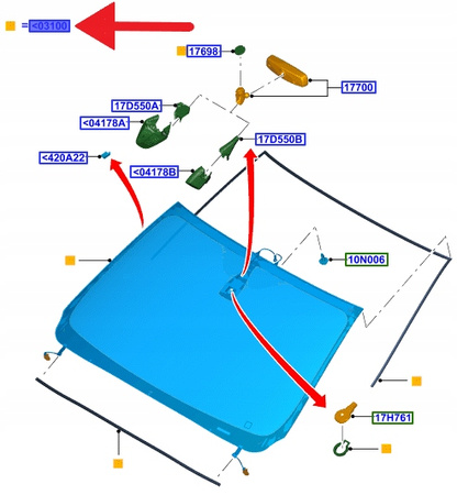 SZYBA PRZÓD OGRZEWANA FORD RANGER 2011- OE 2545958 _ EB3J-4103100-DA