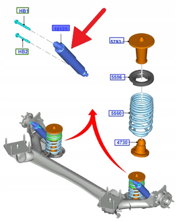 AMORTYZATOR TYLNY FORD TRANSIT CONNECT 2018- OE 2252067 _ KV6C-18080-FA
