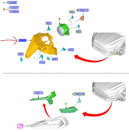 MOCOWANIE HALOGENU LEWY FORD MONDEO MK5 2014-2019_1859914_DS73-15267-BB