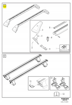 BAGAŻNIK DACHOWY BAZOWY VOLVO S60 2019- OE 32296508
