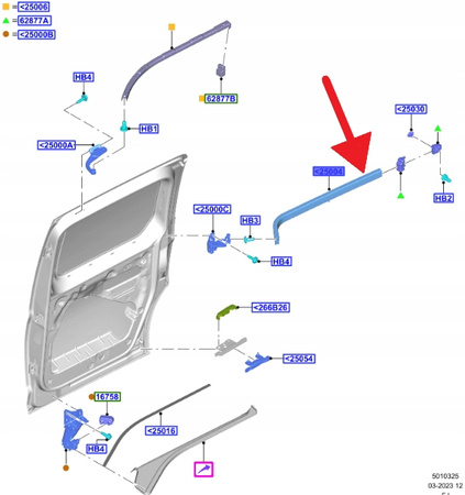SANKI DRZWI PRZESUWNYCH FORD CONNECT 2022- 2668855 _ VWN3CA-25005-DB329Y