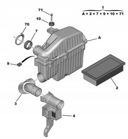 WLOT POWIETRZA CITROEN C3 AIRCROSS C4 CACTUS DS3 208 OE 9677186180