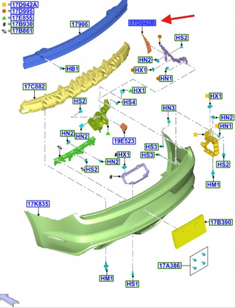 ŚLIZG ZDERZAKA PRAWY TYŁ FORD MUSTANG 2015- 2017305 _ GR3B-286F58-AC
