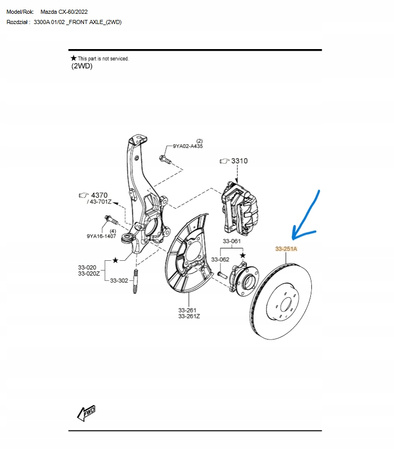 Tarcza hamulcowa przód - Mazda CX-60 KH_K13T33251