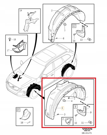 NADKOLE VOLVO XC60 I 2009-2017r OE 31407824