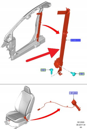 PAS BEZPIECZEŃSTWA LEWY PRZÓD TRANSIT COURIER 14- 1880151 _ ET76-A61295-AF
