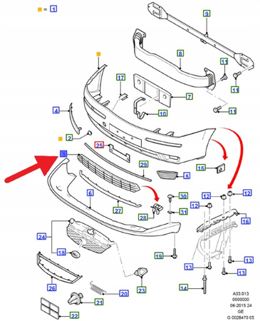 KRATKA ZDERZAKA DOLNA FORD MONDEO 2004- 2005 OE 1347811 _ 3S71-17B968-DA