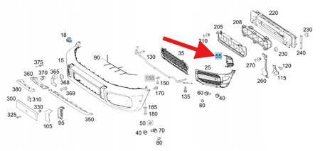 KRATKA ZDERZAKA PRAWY PRZÓD PARKTRONIC MERCEDES G W463 OE A4638858101