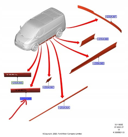 NAKLEJKA PROGU PRAWY PRZÓD FORD TOURNEO CUSTOM_2432038_LK2V-291C52-AA