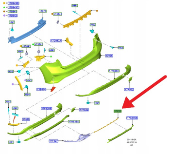CHROM ZDERZAKA TYŁ FORD FOCUS HATCHBACK 2018- 2344780 _ JX7B-17F010-VASMA4