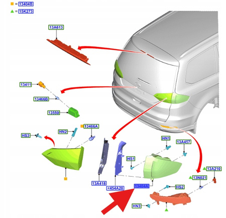 LAMPA TYLNA PRAWA ZEWN FORD GALAXY 2015- 2502835 _ EM2B-13404-AJ