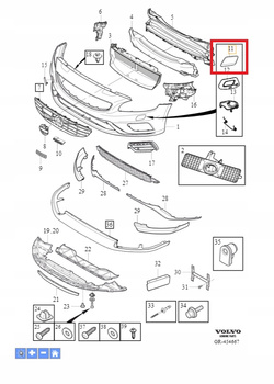 PRAWA ZAŚLEPKA SPRYSKIWACZA VOLVO V60 2014- S60 2011- R-Design OE 39823211