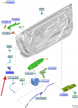 ZACZEP ZAMKA DRZWI FORD MUSTANG 2015- OE 2014496 _ GK4B-V21982-AA