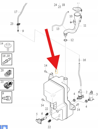 ZBIORNIK WODY SPRYSKIWACZY VOLVO XC40 EX40 2018- EC40 C40 2022- OE 32237293
