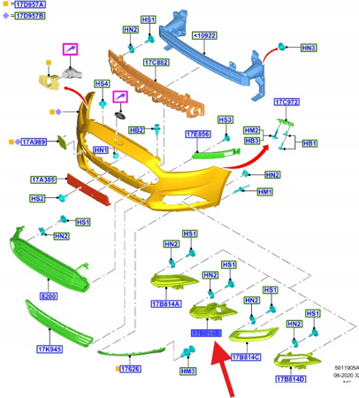 KRATKA HALOGENU PRAWY PRZÓD FORD MONDEO 2014- OE 1943054 _ DS73-19952-UB5J