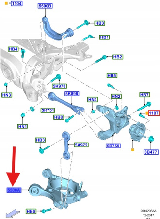 WAHACZ LEWY TYŁ FORD MUSTANG MK6 2016- OE 2089551 _ HR3V-5K652-BA