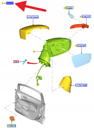 LUSTERKO PRAWE ZEWNĘTRZNE FORD ECOSPORT 2013- 2292927 _ DN15-17682-AC