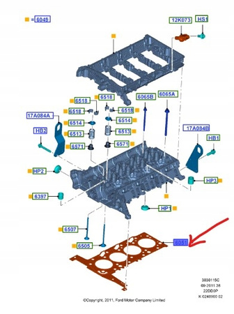 USZCZELKA GŁOWICY CYLINDRÓW 2.2 TDCI FORD TRANSIT Mk6 Mk7 CUSTOM_1830407_6C1Q-6051-AC