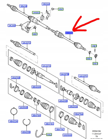 PÓŁOŚ PRZÓD LH FORD TRANSIT FWD 2006-11 _1782557 _ RM6C11-3B437-B2E  