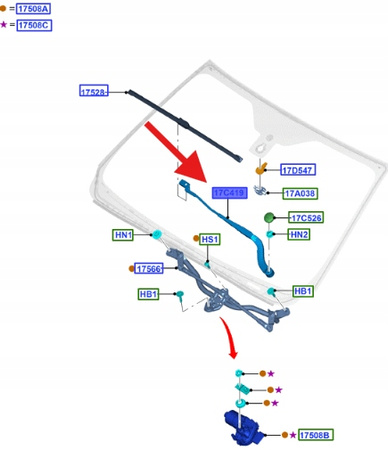 RAMIE WYCIERACZKI LEWE FORD RANGER 2015- OE 2366019 _ EB3B-17526-AB