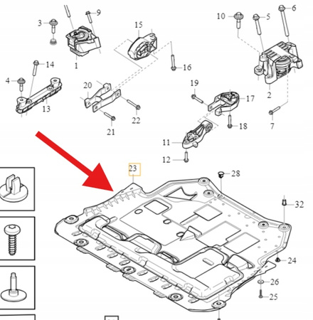 PŁYTA OSŁONA POD SILNIK 2.0 B4 VOLVO XC40 EX40 2023- OE 32241301