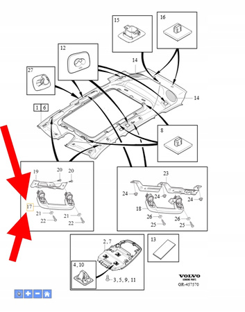 RĄCZKA PODSUFITKI PRZÓD VOLVO XC90 2016- S90L V40 OEM/OE 39834464