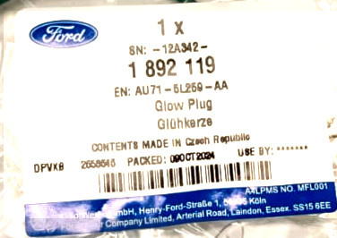 ŚWIECA ZAPŁONOWA UKŁADU DPF FORD 2.0 2.2 TDCI OE 1892119 _ AU71-5L259-AA 