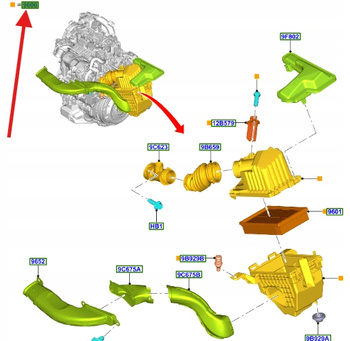 FILTR POWIETRZA KPL FORD TRANSIT CONNECT 1.5 TDCi 2401046 _ KV61-9600-BC