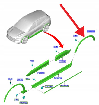 LISTWA BŁOTNIKA LEWY TYŁ FORD KUGA 2020- 2526901 _ MV4B-S286D03-AA5YZ9