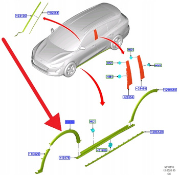 LISTWA BŁOTNIKA LEWY PRZÓD ACTIVE FOCUS 2018- OE 2472028 _ JX7B-16D239-AF