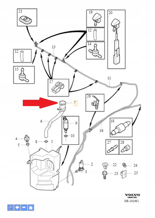 Korek zbiornika płynu sprysk. Volvo OE 30784334