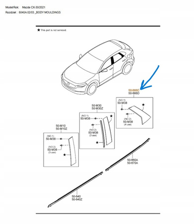 Nakładka prawa dekor drzwi tylne - Mazda CX-30 DM_DGJ150M50A