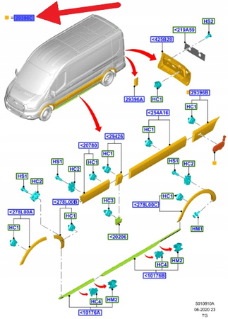 LISTWA LEWA NADWOZIA FORD TRANSIT 2019- OE 2309261 _ BK31-V29397-CF5YZ9